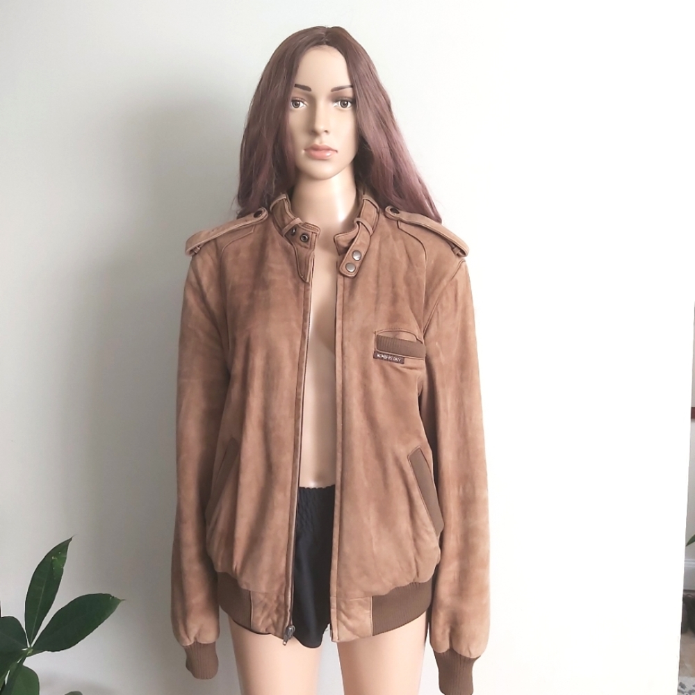 Members Only by Europe Craft suede leather bomber jacket camel tan unisex